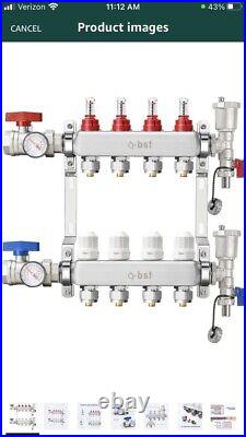 ABST PEX Manifold, 5-Branch Stainless Steel Floor Heat Manifold Kit with 1/2